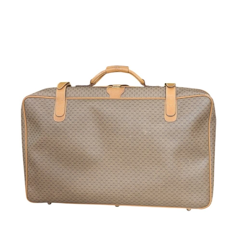 Gucci Vintage Micro GG Monogram Coated Canvas Travel Suitcase Weekender Vintage